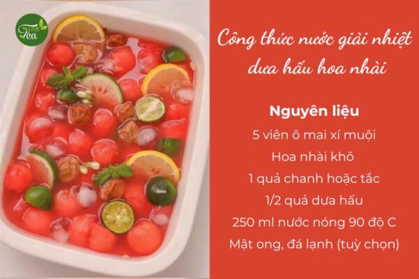 Công thức làm nước giải nhiệt dưa hấu hoa nhài 