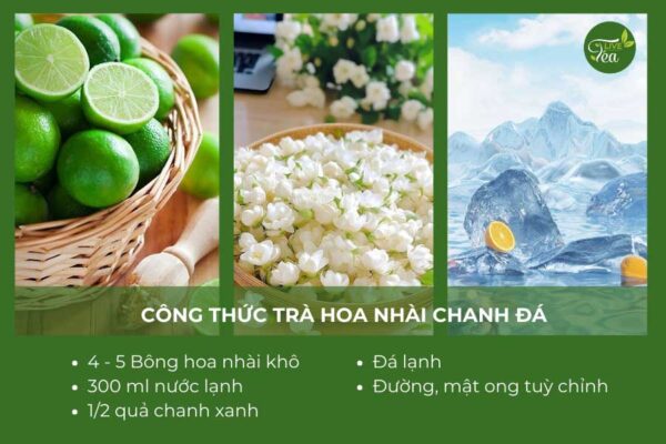 công thức trà hoa nhài chanh đá 